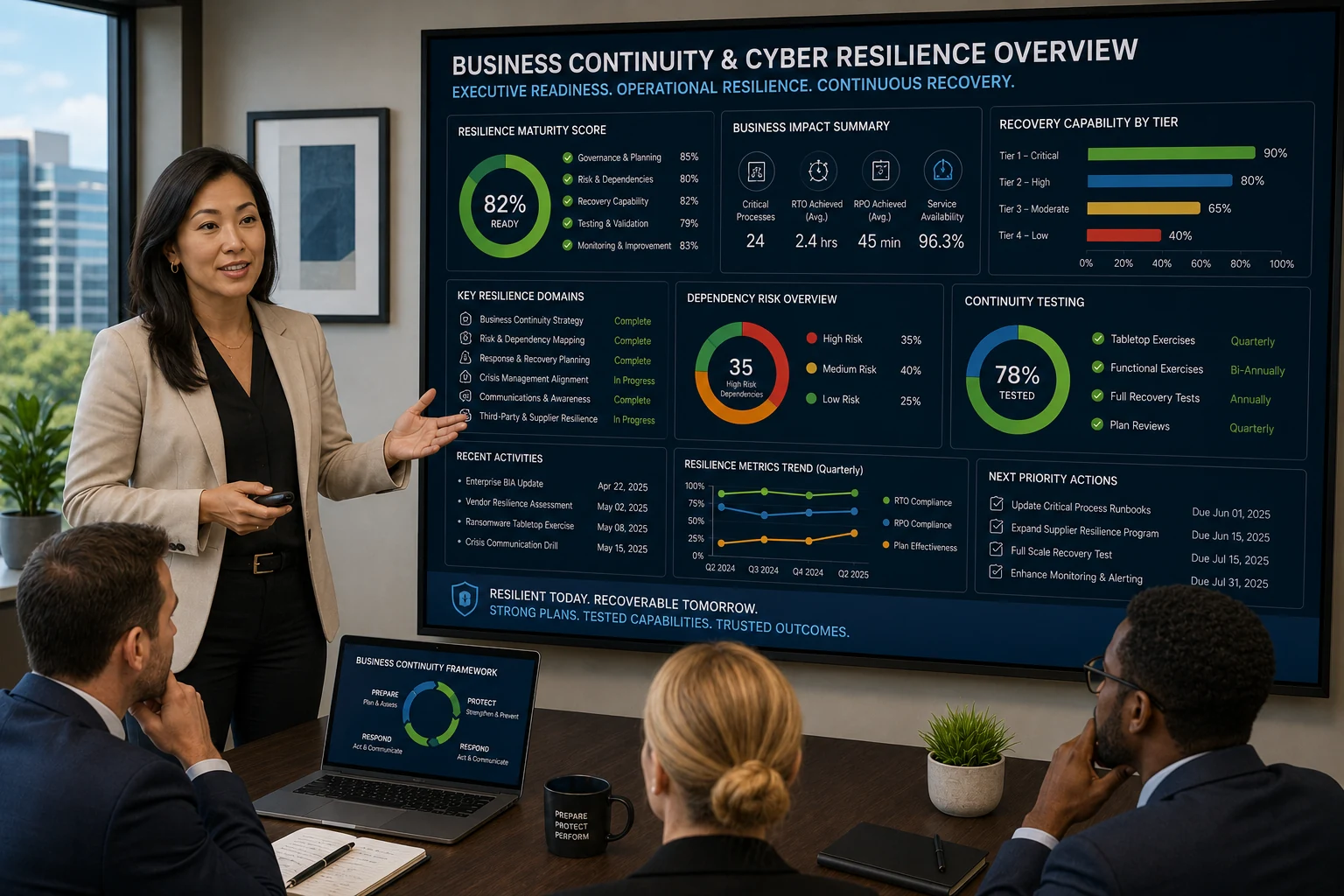 Business continuity cyber resilience advisory for executive readiness recovery coordination dependency risk and operational resilience