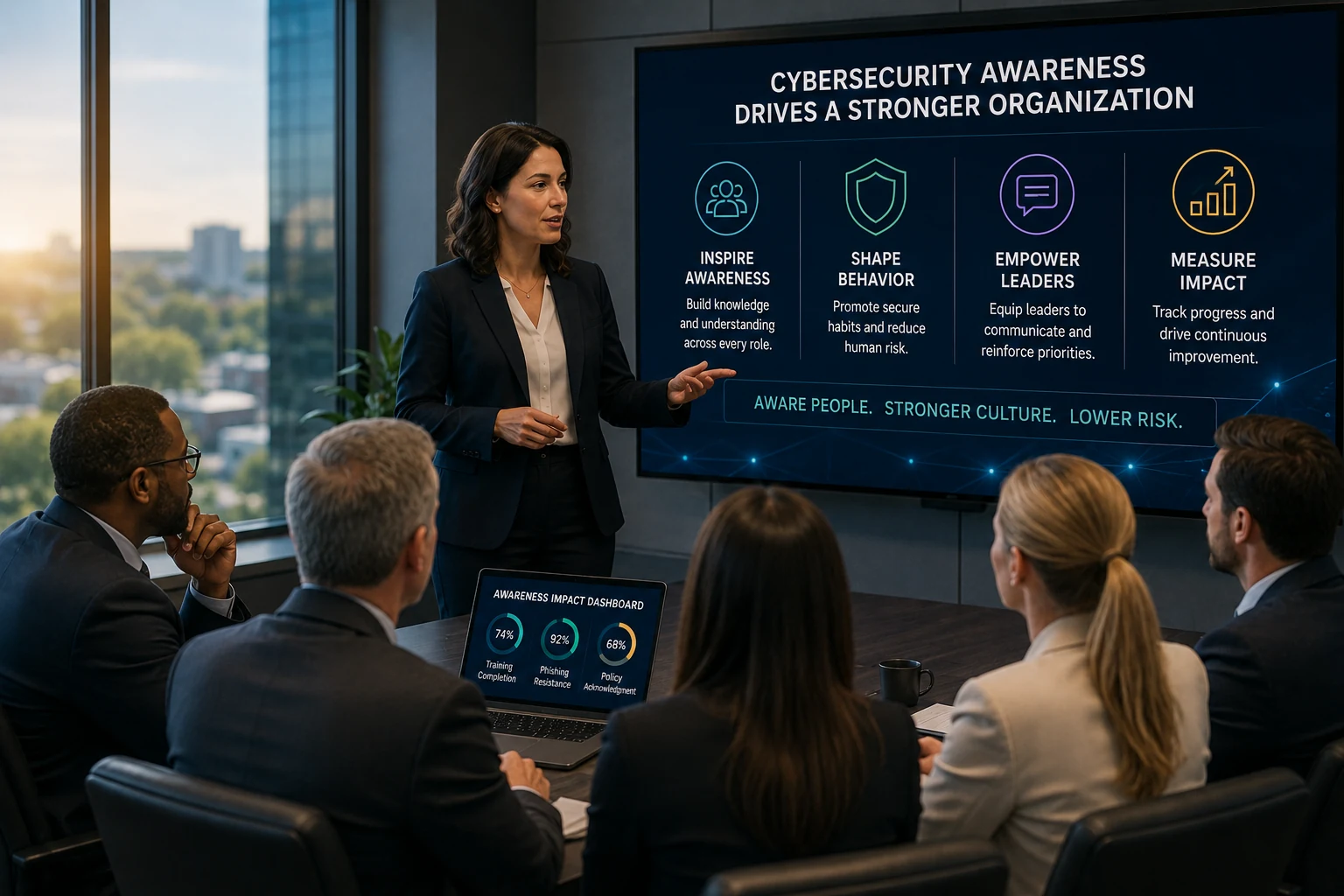 Cybersecurity awareness leadership enablement advisory for secure behavior risk culture and executive accountability