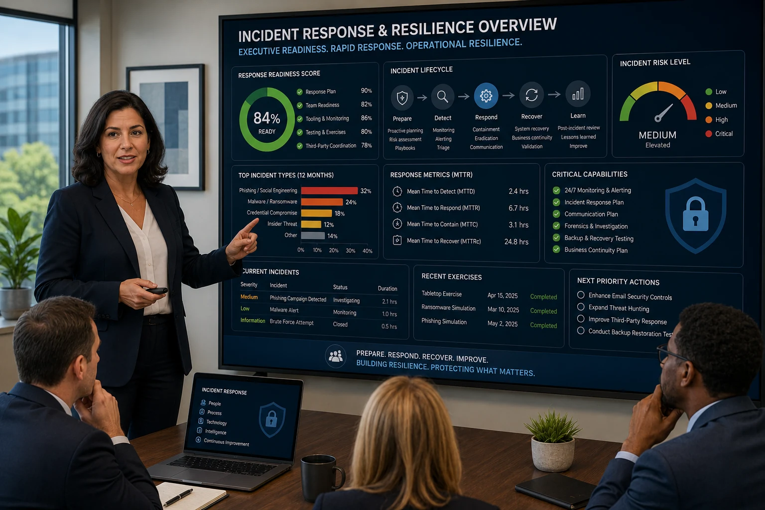 Incident response resilience advisory for executive readiness rapid response recovery coordination and operational resilience
