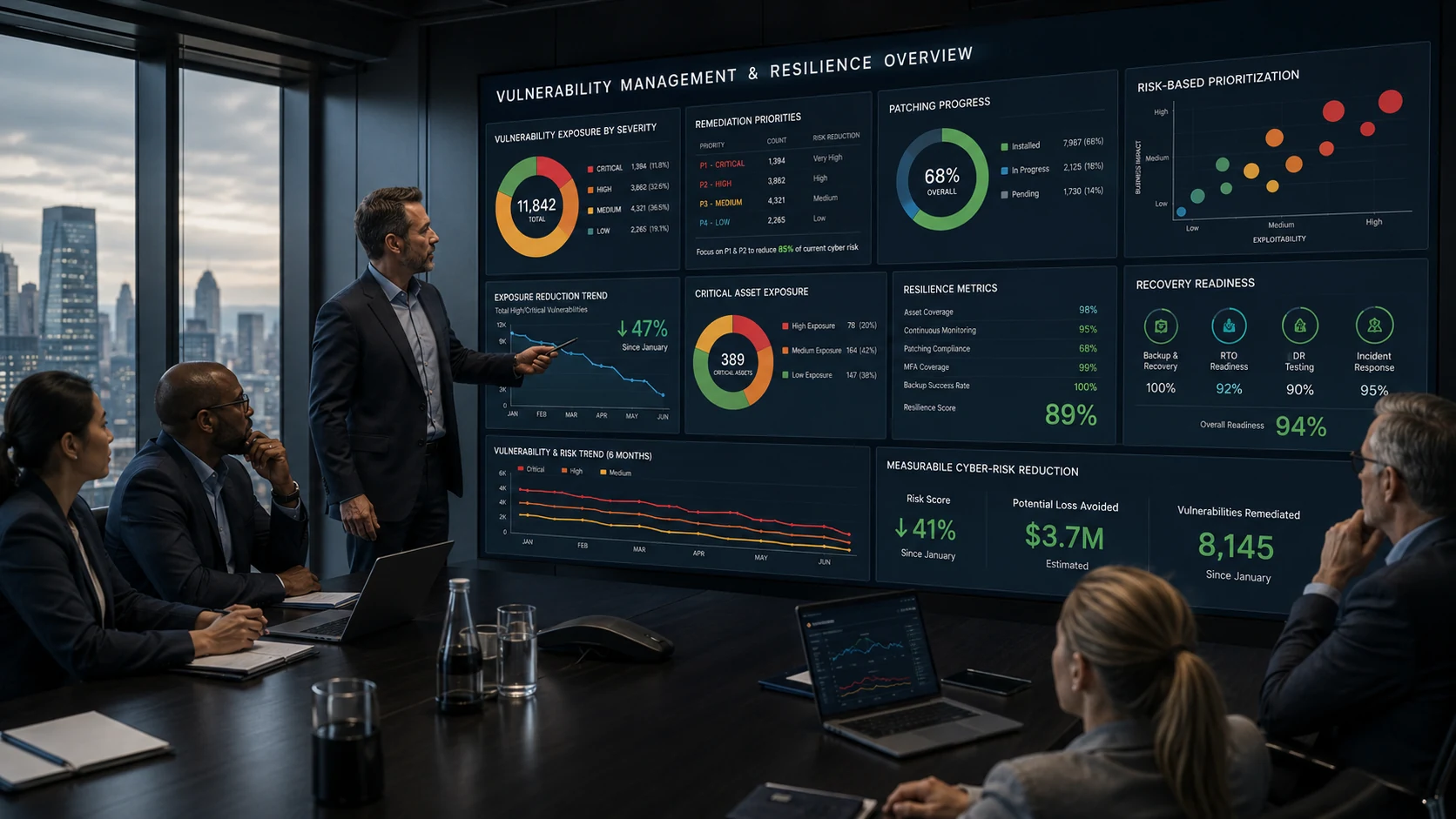 Vulnerability management improvement and resilience advisory for executive risk reduction remediation priorities and recovery readiness